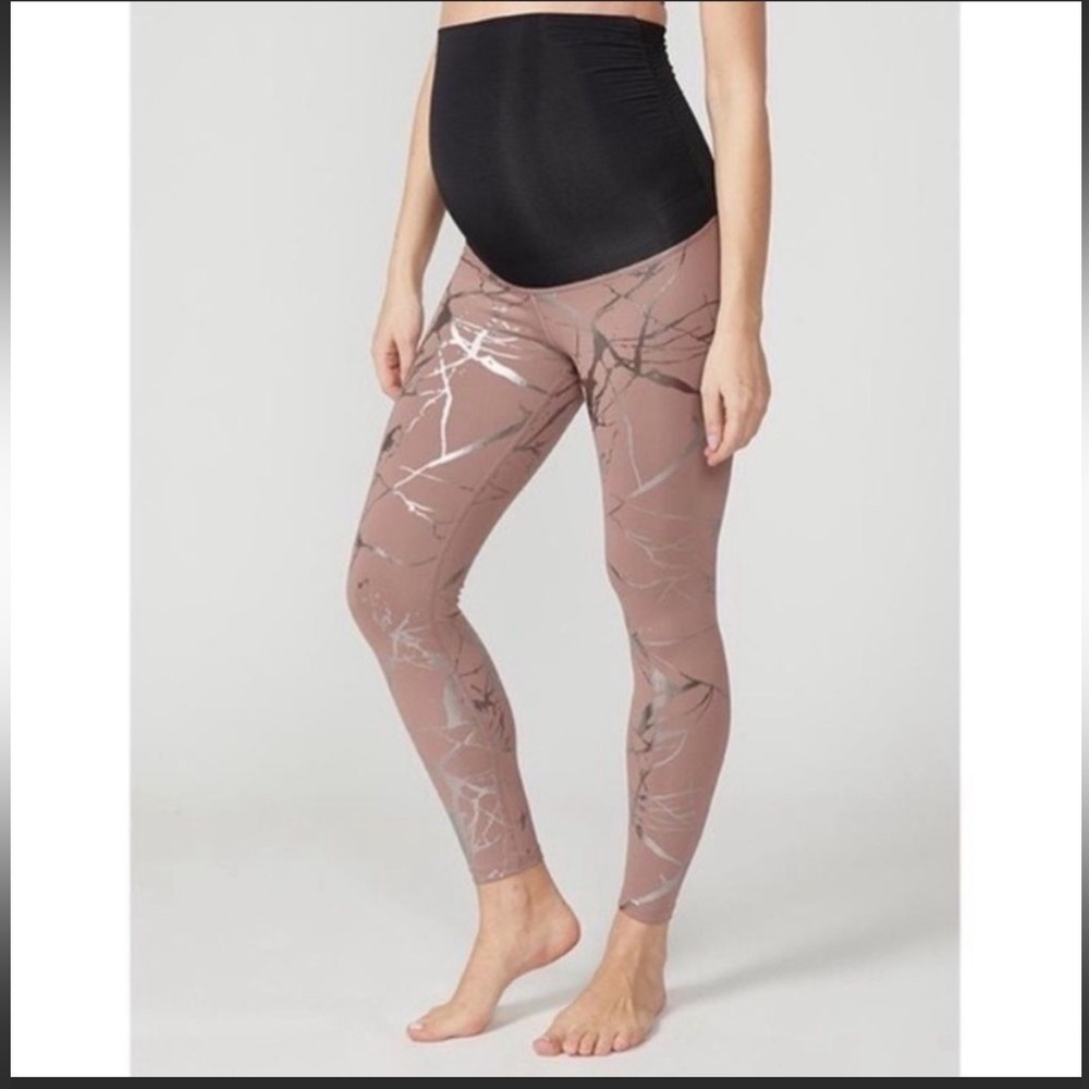 Beyond the bump Women’s Small MATERNITY LEGGINGS FULL LENGTH Mauve Marbles